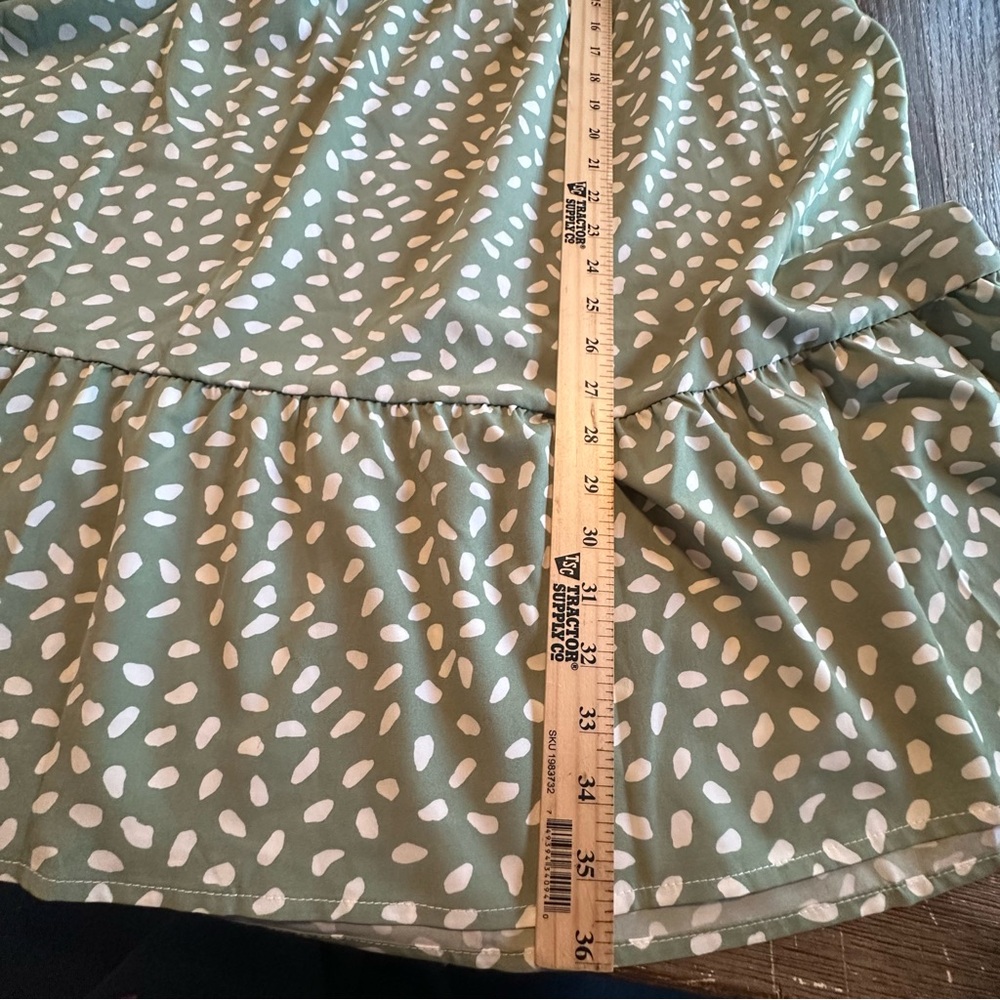 SHEIN Olive Green Patterned Midi V- Neck Flowy Dress Size 1XL - Picture 6 of 8